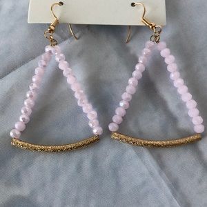 Pale Pink with Gold Bar Earrings